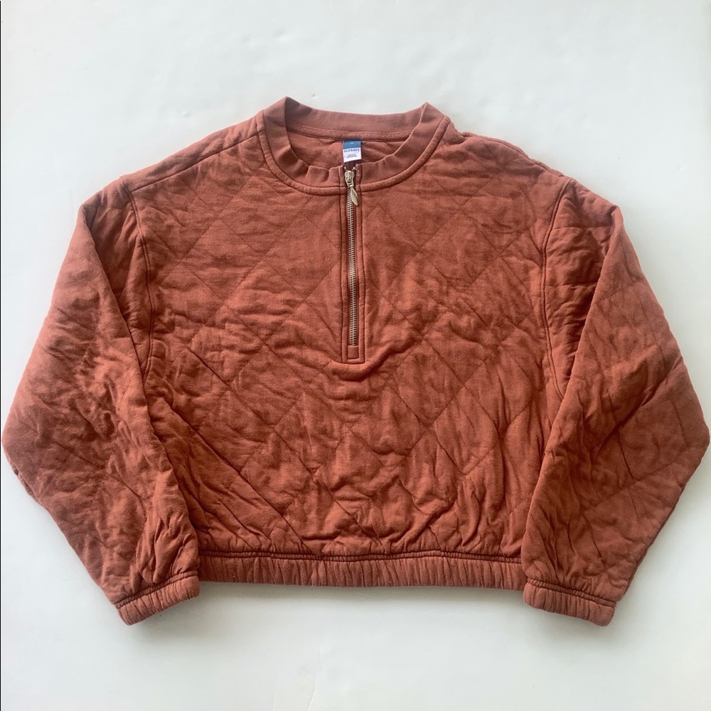 Old Navy Rust Quilted 1/4 zip sweatshirt